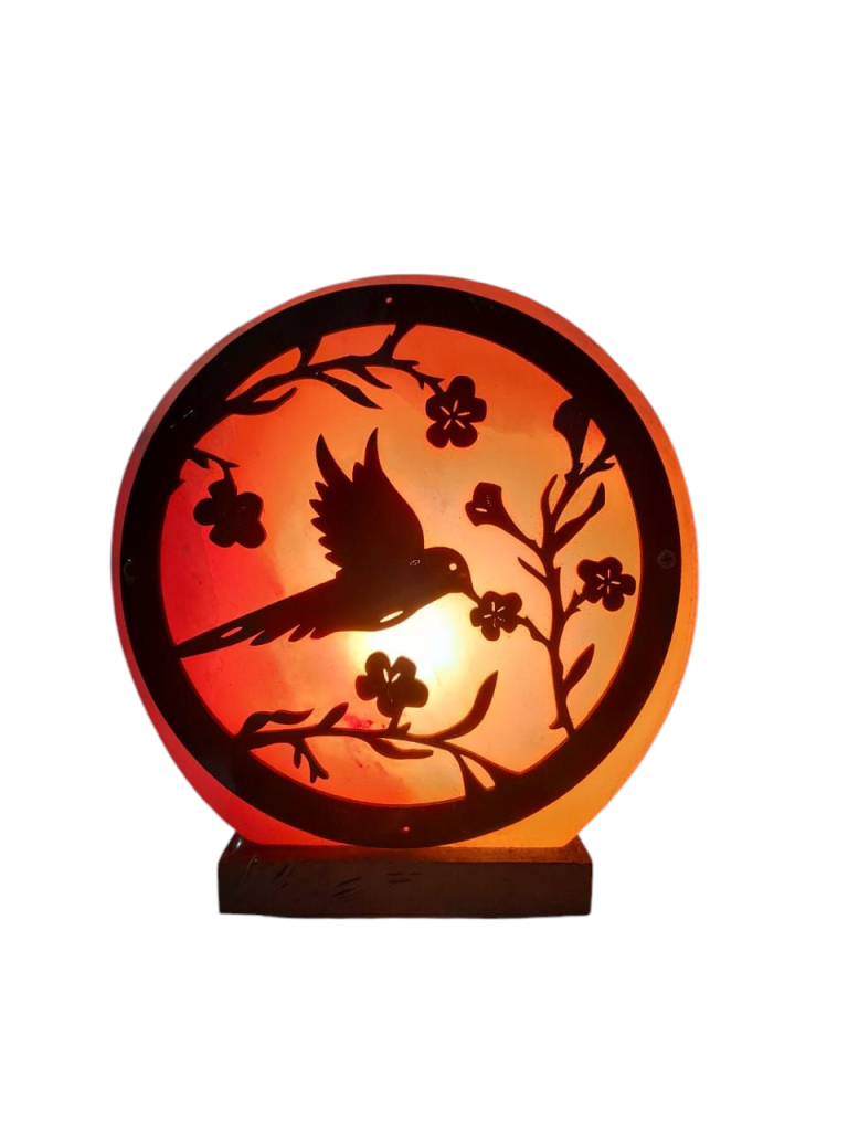 Salt lamp bird engraved